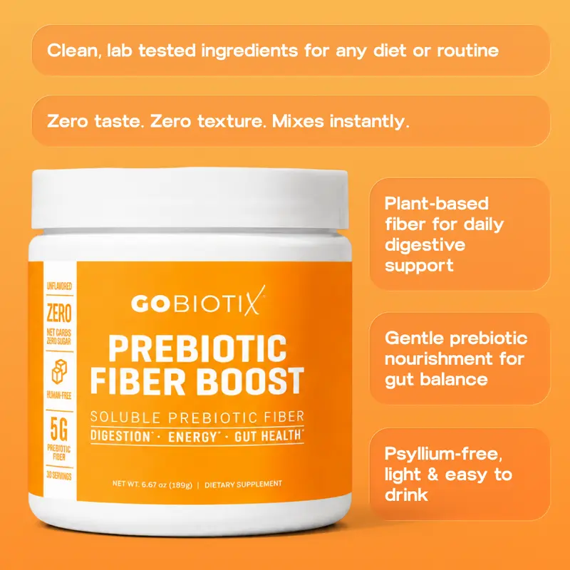GoBiotix Prebiotic Fiber Boost - 35 Servings of Tasteless NutraFlora Soluble Fiber Powder for Gut Health Digestive Regularity & Healthy Microbiome Support Dietary Healthcare Zero Sugar Zero Bloat