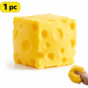 1 PC Yellow Cheese Squishy Toy Slow Rising Soft Squeeze Fidget Toy Stress Relief Sensory Desk Toy for Teens Adults Cute Party Gift