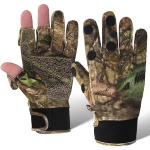 Camouflage Hunting Gloves, Lightweight Anti-Slip Full Finger Fingerless Touchscreen Camo Gloves Outdoor Tactical Hunting Gear Archery Accessories for Turkey Fishing Airsoft