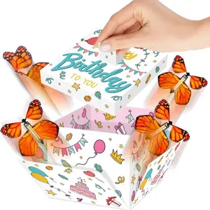 Butterfly Explosion Box (Birthday) DIY Explosion Gift Box Fun Surprise Mischief Flying Butterfly Gift - Unique Birthday or Party Box Birthday Party Graduation Ceremony Blessing Decoration Gift Box