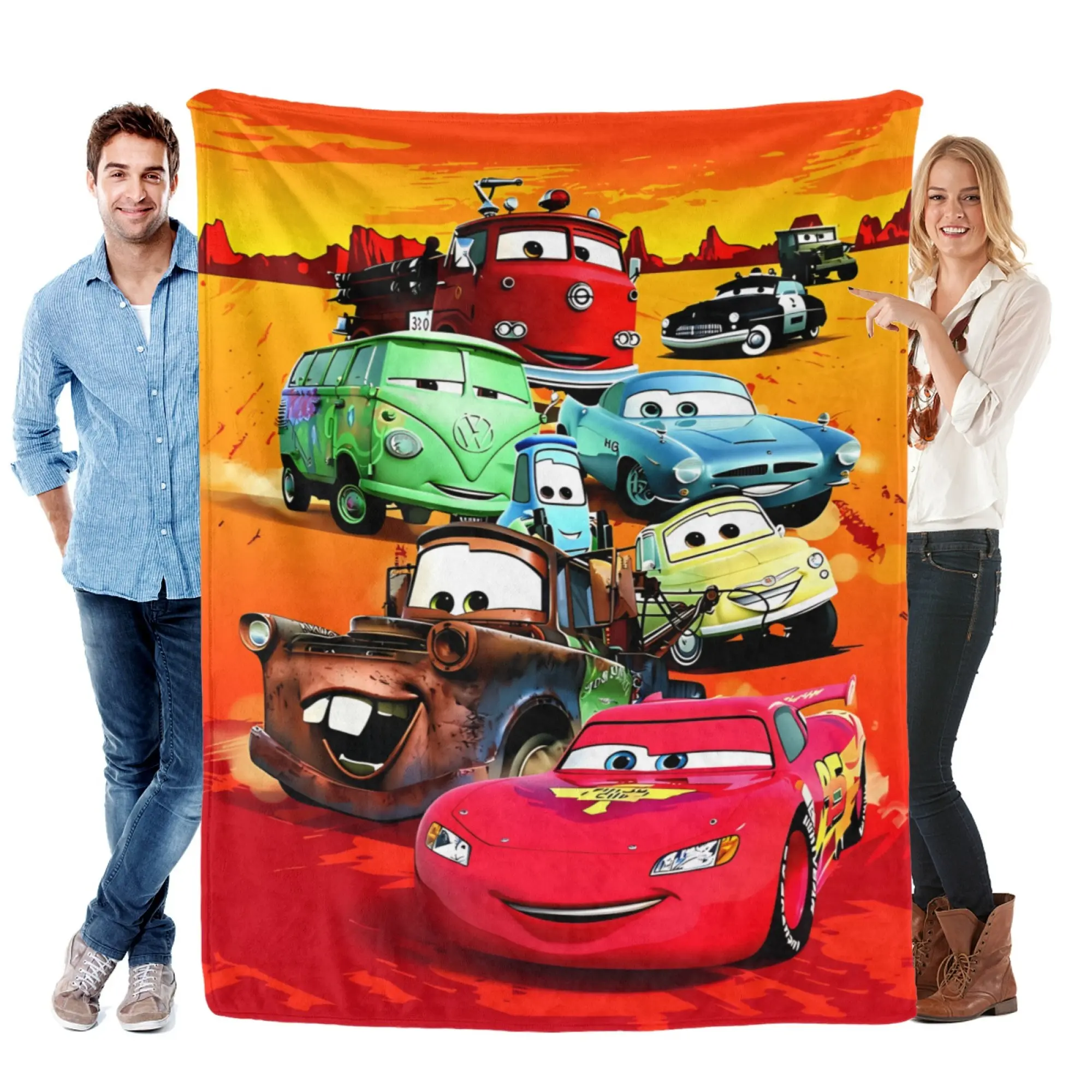 Disney Pixar Cars Graphic Blanket - Ultra-Soft Flannel Fuzzy, Fluffy Gentle Soft Throws Blanket for Boys' Room Decor, Lightweight Warm Bedding Throw, Fuzzy Blanket