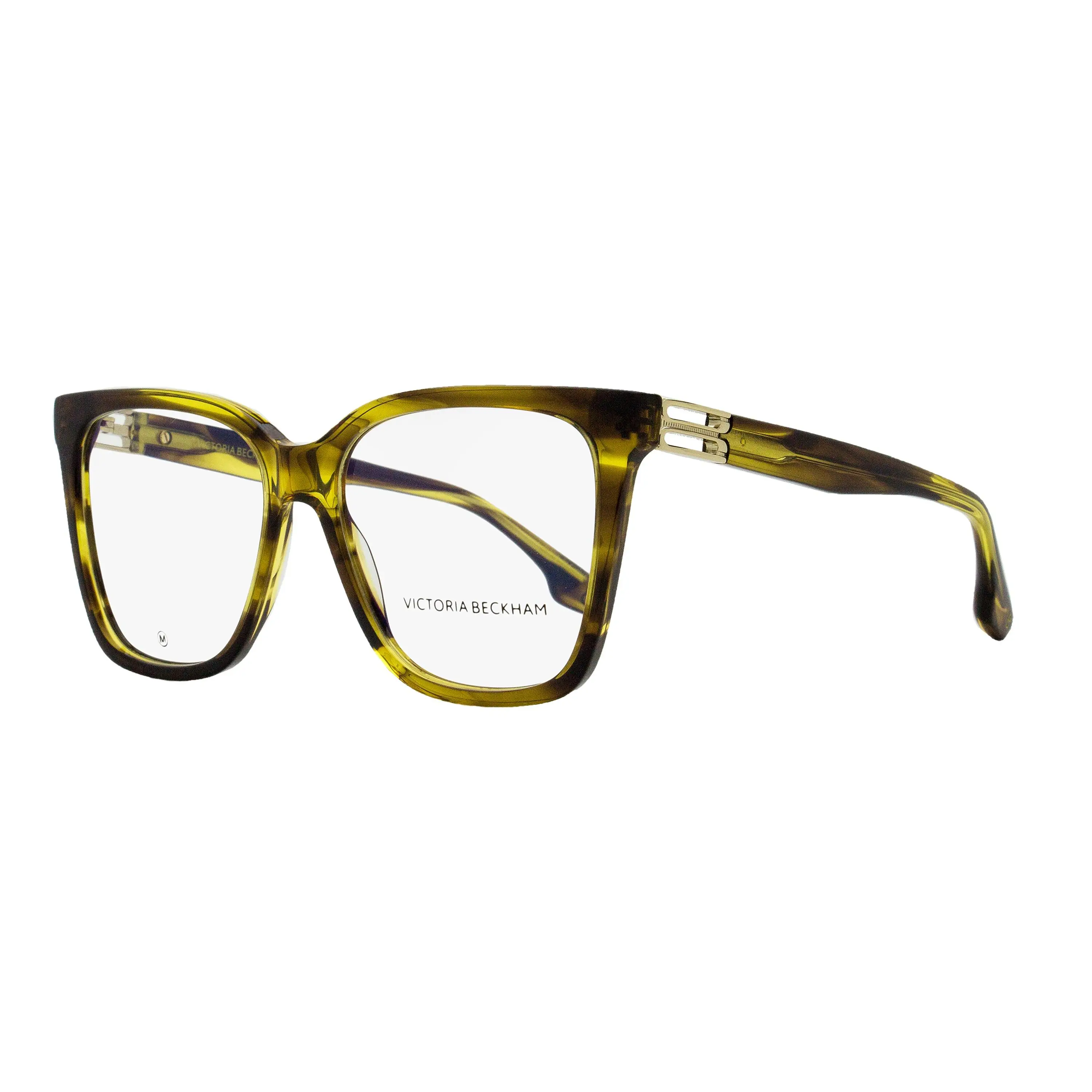 Victoria Beckham Female Smart Optical Glasses - Women's Fashion Square Statement Striped Acetate Frames with B Motif Hinges, 53mm Demo Lens Glasses Accessory Frames