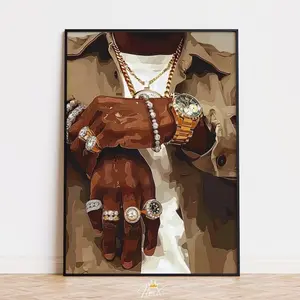 Hip Hop Jewelry Wall Poster UNFRAMED, Black Man Wall Art, Hyp ebeast Male Decor, Trendy Urban Wall Art, Modern Masculine Art Print