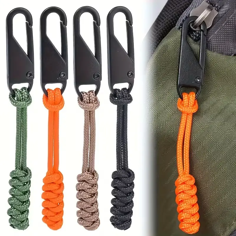 6pcs Heavy-Duty Durable Braided Zipper Pulls with Metal Sliders, Replaceable Zipper Handles for Outdoor Hiking Backpacks & Bags, Available in Multiple Colors