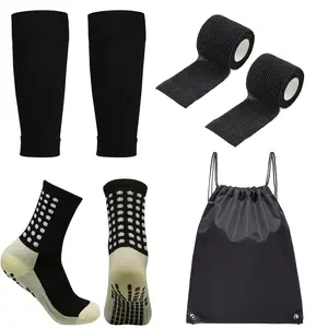 Soccer Training Kit (Socks+Leg Sleeves+Elastic Bands+Storage Pouch) 4-in-1 Sports Accessories gym sock