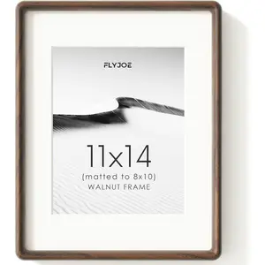 11x14 picture frame, made of natural solid walnut wood, equipped with high-definition tempered glass, rounded corners, 11x14 size can be cut to 8x10, can be mounted on the wall either horizontally or vertically