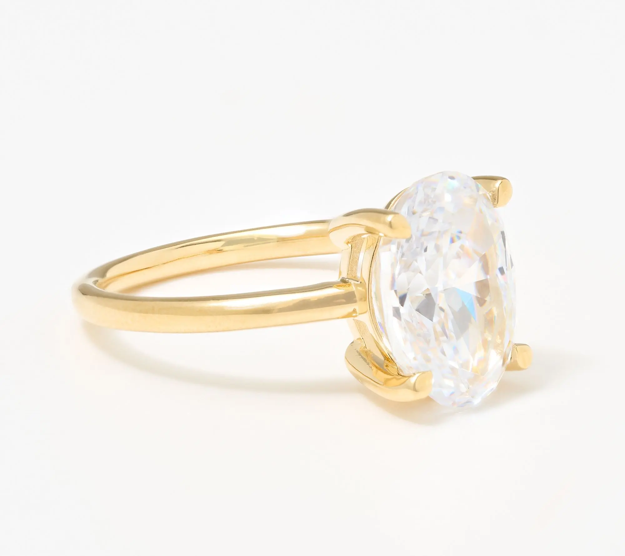 Diamonique Classics Oval Cut Solitaire Ring, Sterling Silver