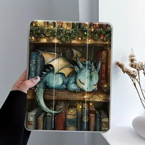 Cute Baby Dragon Art Three-tiered stand iPad case, Tablet Accessories, Transparent Acrylic Hard Back Panel With Pencil Slot, Scratch-resistant Ultra-thin Protective Case, Shock-resistant Full Cover, Suitable for All iPad models, Offices, Schools