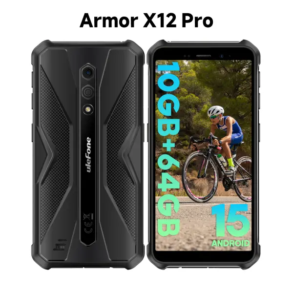Ulefone Armor X12 /X12 Pro Rugged Smartphone, Waterproof Phones Unlocked, Octa-core Android 15, 8GB+64GB, Dual SIM Global 4G LTE, 4860mAh Battery, Face Recognition, Bluetooth, NFC, Compass