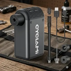 Portable High Pressure Electric Air Pump, Rechargeable Mini Pump for Bike Motorcycle Tires, Fast Inflation, Compact Travel Emergency Tool, Professional Cordless Air Compressor for Outdoor Car Use.