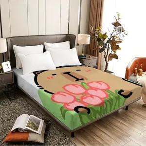 Cartoon Bear Mattress with Fruit on Head and Flowers in Hand, Suitable for Bedrooms, Rental Apartments, Student Dormitories, Essential for Sleep.