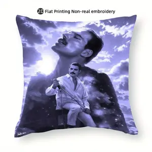 1pc Freddie MERCURY Vintage Decorative Pillow Cover - Single-Sided Print, 100% Polyester with Zipper Closure, Machine Washable for Living Room, Bedroom, Sofa & Home Office Decor (Pillow Insert Not Included), Vintage Pillow Covers