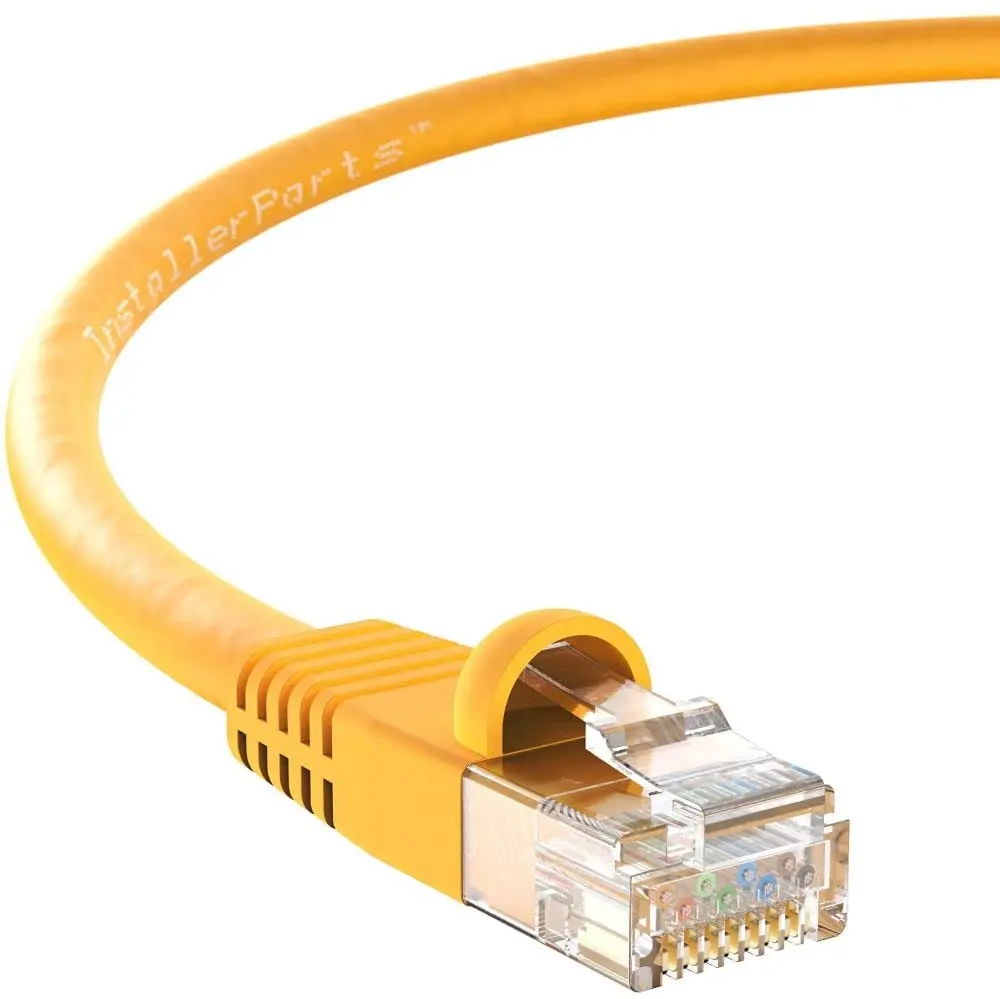 (10 Pack Ethernet Cable CAT5E Cable UTP Booted 20 FT - Yellow - Professional Series - 1Gigabit/Sec Network/Internet Cable, 350MHZ InstallerParts