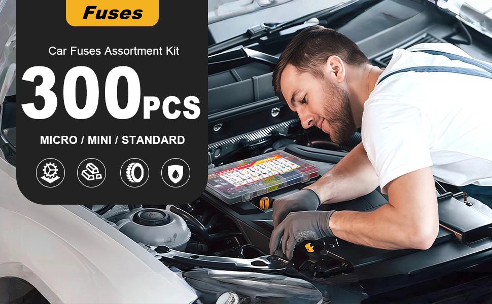 300PCS Car Fuses Assortment Kit, Mixed Vehicle Blade Fuses - Standard & Mini & Low Profile Mini Fuse (2A 3A 5A 7.5A 10A 15A 20A 25A 30A 35A 40A), Replacement Accessories for RV, Truck, Auto 300PCS Car Fuses Assortment Kit, Mixed Vehicle Blade Fuses - Standard & Mini & Low Profile Mini Fuse (2A 3A 5A 7.5A 10A 15A 20A 25A 30A 35A 40A), Replacement Accessories for RV, Truck, Auto