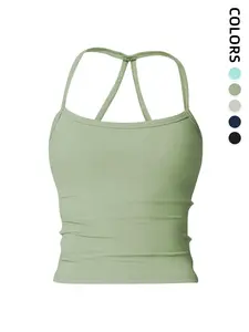 Women's Plain Detachable Padded Sports Vest, Yoga Workout Vest, Sleeveless Top for Yoga and Fitness, Comfortable All-Season Wear, Durable Design