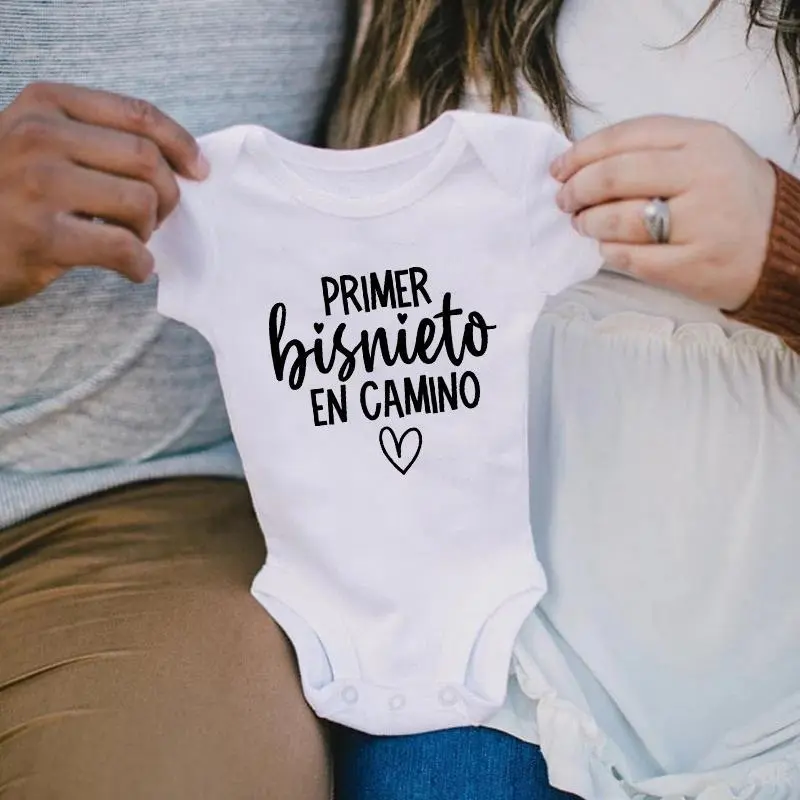 Jumpsuit for Infant Boys with Envelope Neck & Snap Closures, Short Sleeve Slim-Fitting Cotton Raglan, Letter-Print Pregnancy Announcement Gift