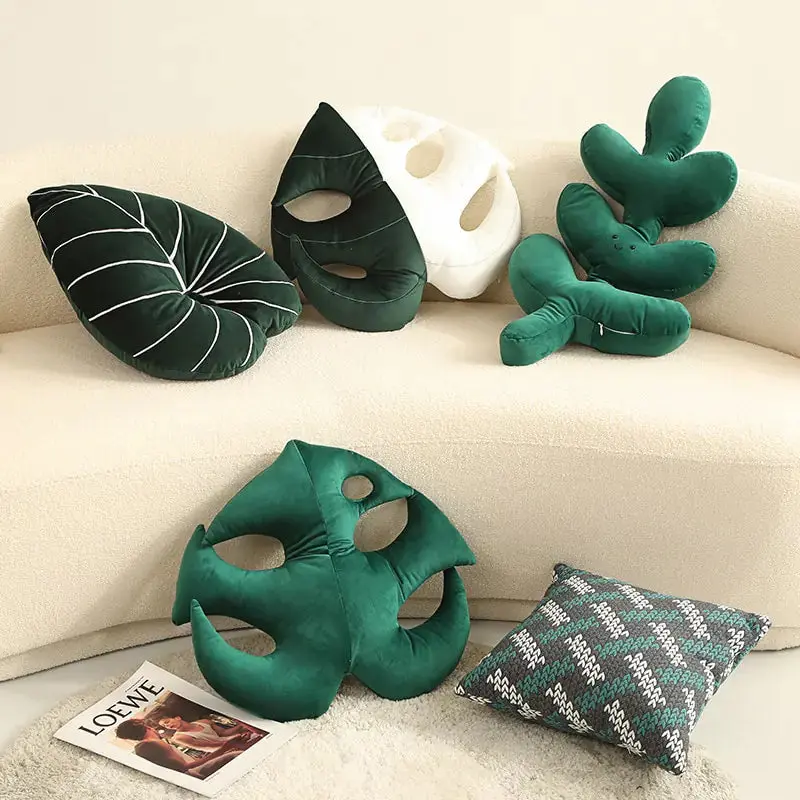 Green Leaf Plush Pillows Green Leaf Plush Pillows