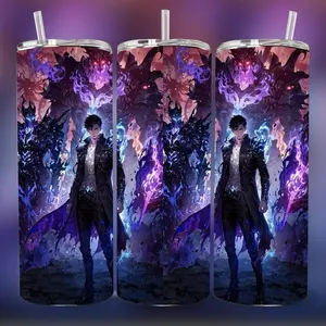 Solo Leveling Shadows 20 oz Tumbler - BPA Free, stainless steel, Leak proof, durable, with clear lid