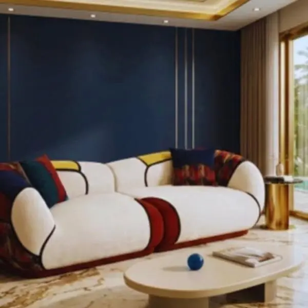 Chenile Curved Cloud Sofa, 4 seat high density foam. 1000lb Capacity