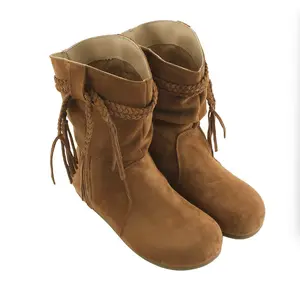 Women'S Retro Fringed Ankle Boots - Round Toe Fabric Upper with TPR Sole, Versatile Autumn Winter Boots for Casual & Formal Outfits, Comfortable Fabric Lining, Stylish & Versatile Design, Winter Footwear, Fringe Detailing, Durable Tpr Sole, Chunky Boot Fo