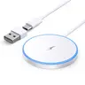 WTUHU Portable Magnetic Cordless Charger Pad with Cable & USB-A Adapter - Auto Align, LED Light, Dual Input - Mobile Charging Solution for iPhone 17/16/15/14/13/12 Series, AirPods 3/2/Pro/Pro 2, Smartphones