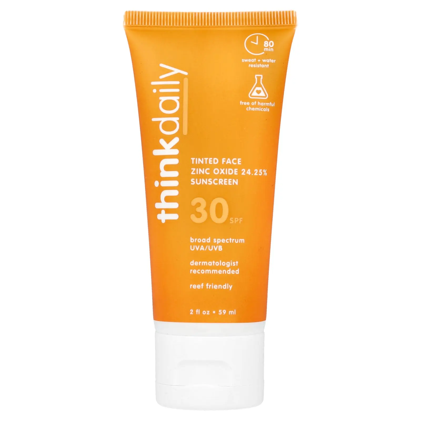 think Thinkdaily, Tinted Face Zinc Oxide Sunscreen, SPF 30, 2 fl oz (59 ml) | HSA/FSA Eligible