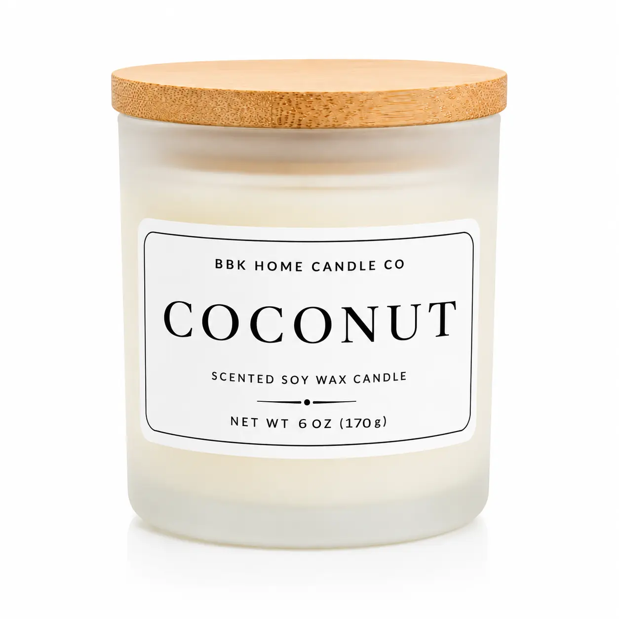 Coconut Candle – Frosted Gray Glass – 6 oz