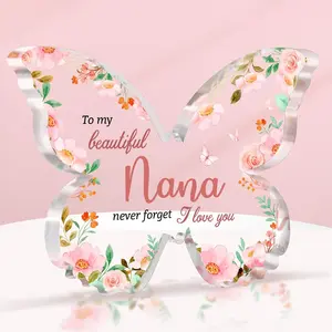 To My Beautiful Nana, Pigort Appreciative Gifts for Nana - Appreciative Decorative Plaque Butterfly Acrylic 5x3.8 inch (For nana)
