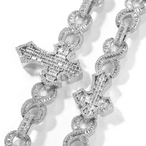 Five bracelet 15 mm infinity link baguette style  cross bracelet