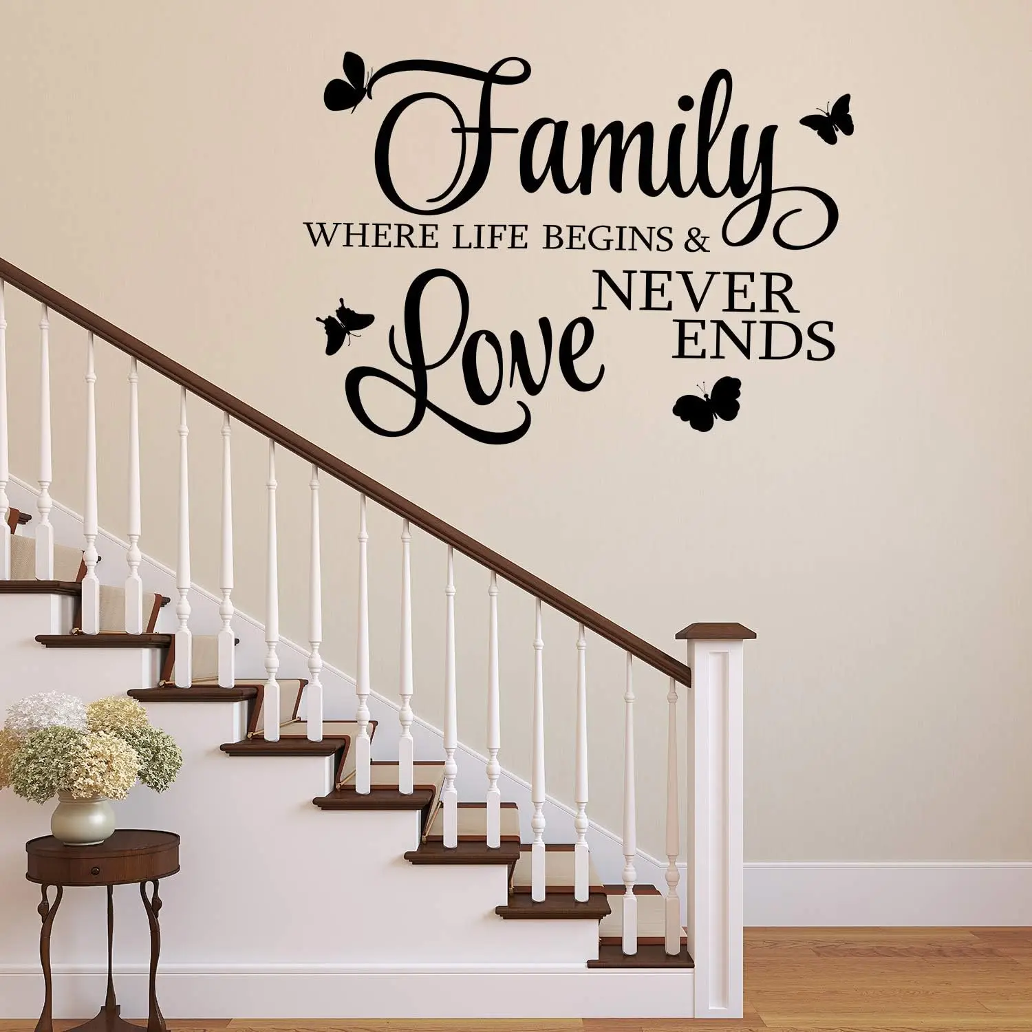 2 Sheets Family Vinyl Wall Decor Stickers, Faith Makes All Things Possible, Family Scripture Quote Wall Decals, Inspirational Quote Sayings Butterfly Art Decals Stickers(Black)