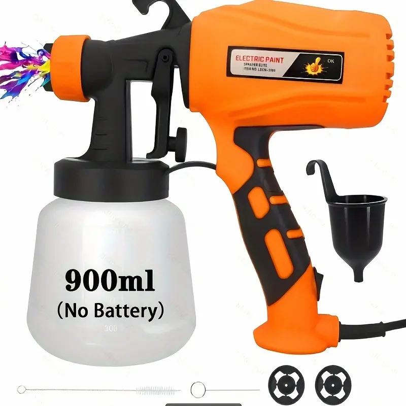 High Pressure Paint Sprayer Electric Airless HVLP Spray Gun, 3 Spray Patterns, Electric Paint Sprayer 27.05oz Container, Easy to Clean for House Painting, Furniture, Cabinets, Fence, Walls, Doors Home Car Repair DIY