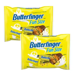 Butterfinger Fun Size Halloween Candy Bars 2-Pack, 10.2 oz Each, Individually Wrapped Chocolatey Peanut Butter Candy, Gluten-Free Bulk Ghost Bags for Trick-or-Treat & Parties