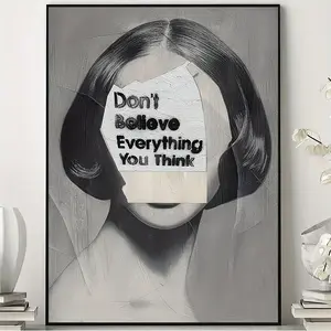 Don’t Trust Everything You Think Quote Poster – Vintage Inspirational Wall Art for Mindfulness Lovers – Motivational Mental Wellness Print for Bedroom, Living Room, Therapy Office & Workspace Decor