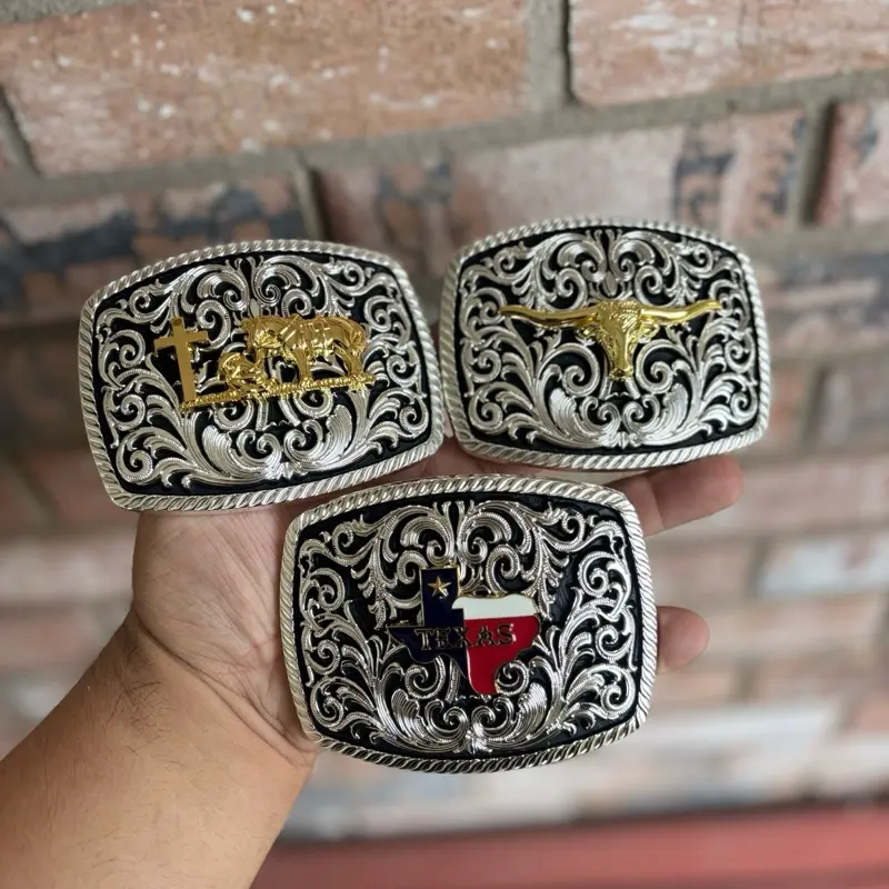 Western Belt Buckle - Longhorn, Praying Cowboy, or Texas Design Fashion Accessory