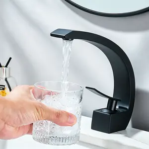 Modern Bathroom Sink Faucet Single Hole Single Handle Faucet Matte Black Bathroom Basin Faucets Vanity Mixer Taps