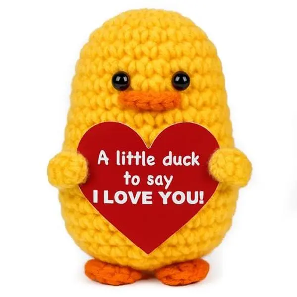 Gifts for Her Him Boyfriend Girlfriend Birthday, Crochet Duck Small for Wedding Anniversary, Romantic I Love You Valentines Day Gifts for Wife Husband Couple Women Men