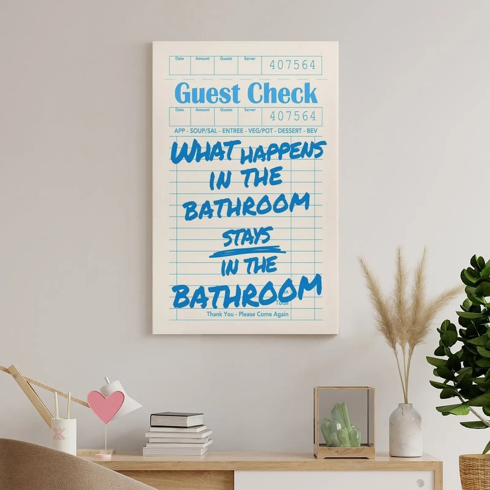 Funny Bathroom Wall Art Canvas Sign Blue Toilet Decor - TikTok Shop