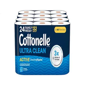 Cottonelle Ultra Clean Toilet Paper with Active Cleaning Ripples Texture, Strong Bath Tissue, 4 Packs of 6, 353 Sheets per Roll, Kitchen Wipes