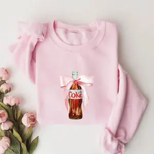 Diet Coke Bow Sweatshirt, Drink With Bow Sweatshirt, Just a Girl Who Loves Diet Coke, shirt with cute coke bow, Weatercolor Bow, Gift For Her