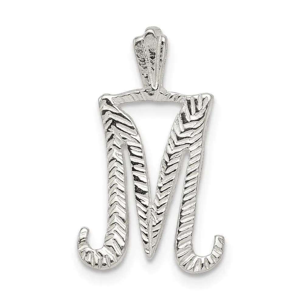 Sterling Silver Letter M Initial Chain Slide Necklace Personalized Gift Women