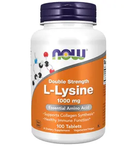 NOW Foods Supplements, (L-Lysine Hydrochloride) 1,000 mg, Double Strength, Amino Acid, 100 Tablets