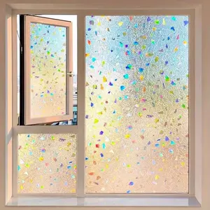 1pc PVC Colorful Decorative Static Window Film Sticker, Rainbow Privacy Glass Film, Decoration, Non-Adhesive, Suitable for Bathroom and French Windows, High Quality