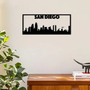 San Diego Skyline Metal Wall Art Decor, Elegant Cityscape Design Iron Wall Hanging for Stylish Home Decoration, Garden Decoration Supplies