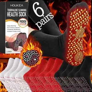 1/6Pairs Self Heating Socks Unisex Winter Health Socks Foot Massager Acupuncture Point Relieve Pain Warm Floor Mid-tube Stocking