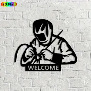 1pc Welder Metal Wall Art,Welder Statue Mural, Ideal Gift for New Year, Christmas, Welder Enthusiasts, Rust-Resistant Metal Wall Decor Wall Sculptures, Perfect for Home Wall & Garden Fence, Unique Welder-Themed Decor