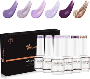 Nicedeco Gel Nail Polish Set, UV/LED Soak-Off Gel Polish Nail Art Manicure Pedicure, Salon & Home Use - Long Lasting & Easy to Apply 6pcs x 8ml-Kit14 Gentle Nail Art Sheet