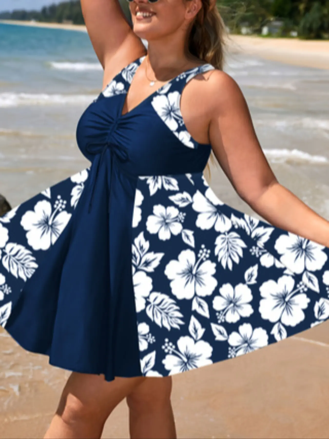 Women's Plus Size Fashion Elegant Floral Print Drawstring Dress Briefs Swimsuit Set, Long Length Fitted Swimwear, Floral Printed Swimwear, Casual Summer - TikTok Shop Women's Plus Size Fashion Elegant Floral Print Drawstring Dress Briefs Swimsuit Set, Long Length Fitted Swimwear, Floral Printed Swimwear, Casual Summer - TikTok Shop