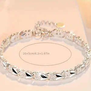 925 Pure Silvery Bracelet in Retro Style - Suitable for Daily Wear and Valentine's Day Gift