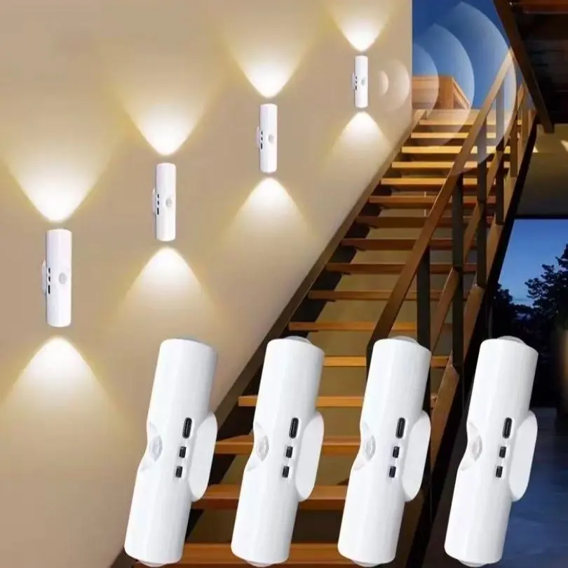 USB Rechargeable LED Night Light, Motion Sensor Wall Lamp, Magnetic Mount Induction Light for Hallway, Bedside Table, Closet, Light Decor, Ambient Night Lights, Ambient Light, Home Lighting