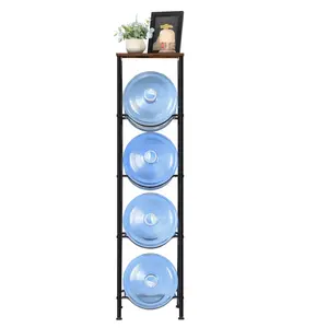 4 Tier Water Bottle Holder With Storage Shelve, 5 Gallon Water Jug Holder Stand With Shelf, 5 Gal Water Cooler Jug Rack, Water Bottle Organizer For Office, Kitchen, Living Room